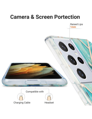 Cover Galaxy S21 Ultra Marmo Blu TPU | Melacompro