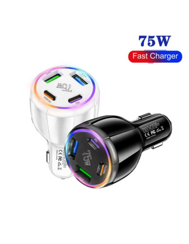 Caricabatterie Auto 75W 4 Porte USB-C | Melacompro