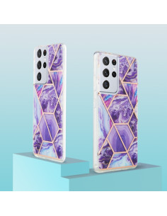Cover Galaxy S21 Ultra Marmo Blu TPU Dark Viola | Melacompro 2