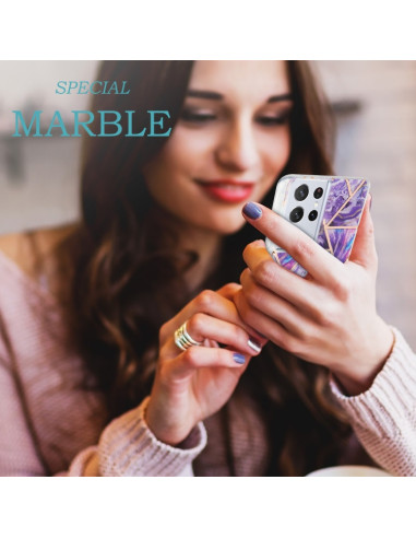 Cover Galaxy S21 Ultra Marmo Blu TPU Dark Viola | Melacompro