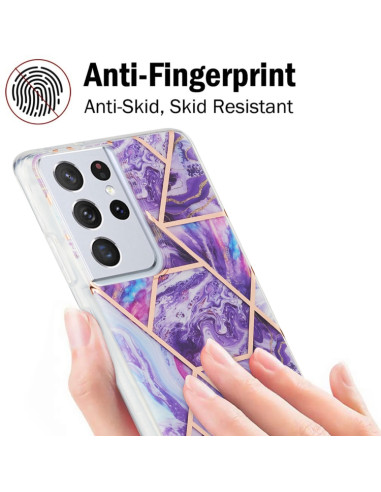Cover Galaxy S21 Ultra Marmo Blu TPU Dark Viola | Melacompro