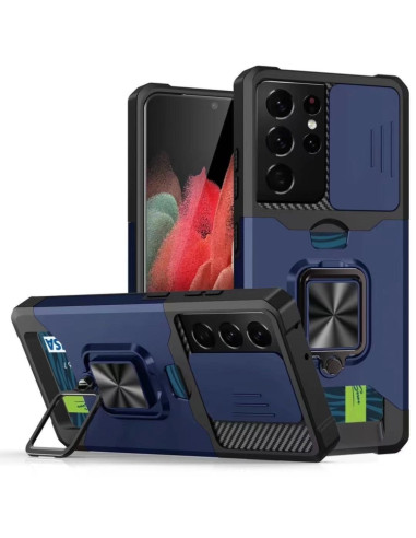 Cover Galaxy S21 Ultra PC + TPU Nero Blu | Melacompro