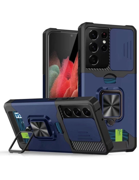 Cover Galaxy S21 Ultra PC + TPU Nero Blu | Melacompro