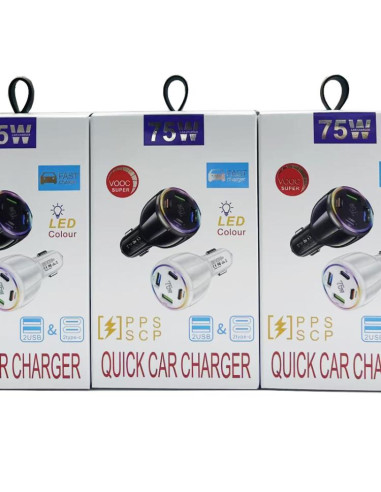 Caricabatterie Auto 75W 4 Porte USB-C | Melacompro