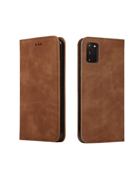 Cover Galaxy S20 Pelle PU Verde Magnetica Marrone | Melacompro