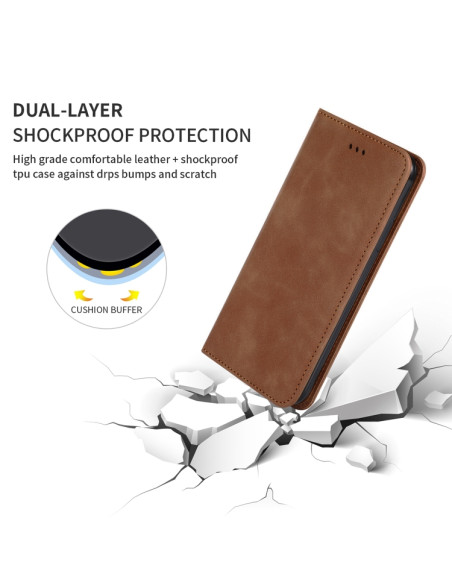 Cover Galaxy S20 Pelle PU Verde Magnetica Marrone | Melacompro