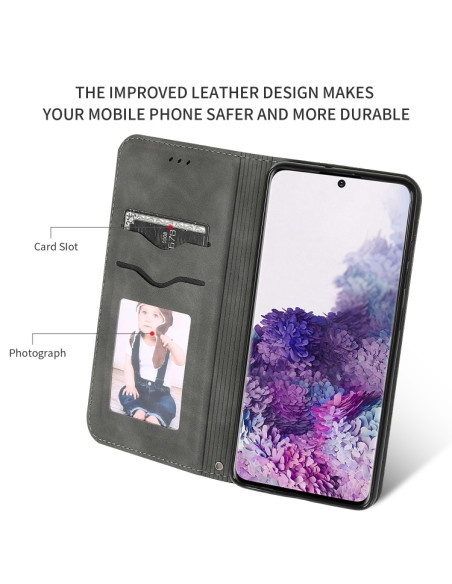 Cover Galaxy S20 Pelle PU Verde Magnetica Dark Grigio | Melacompro