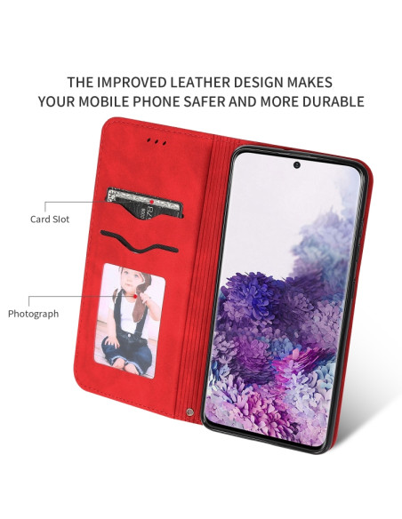 Cover Galaxy S20 Pelle PU Verde Magnetica Rosso | Melacompro