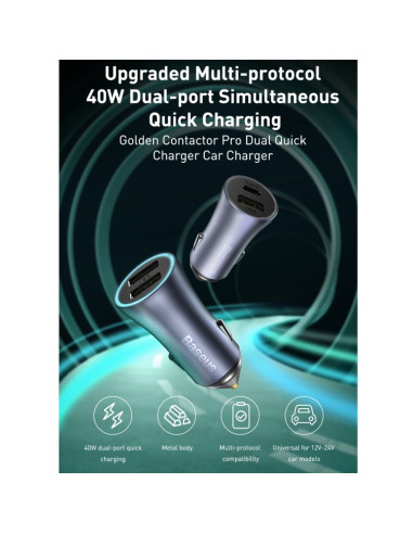 Caricabatterie Auto Baseus USB Type-C Dark Grigio | Melacompro