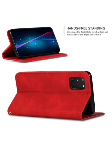 Cover Galaxy S20 Pelle PU Verde Magnetica Rosso | Melacompro