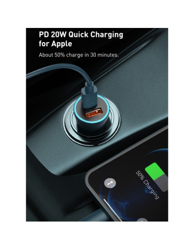 Caricabatterie Auto Baseus USB Type-C Dark Grigio | Melacompro