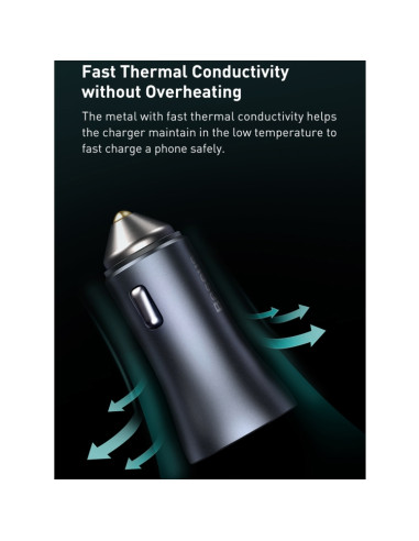 Caricabatterie Auto Baseus USB Type-C Dark Grigio | Melacompro