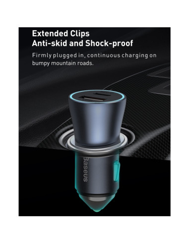 Caricabatterie Auto Baseus USB Type-C Dark Grigio | Melacompro