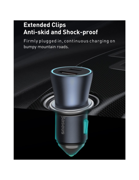 Caricabatterie Auto Baseus USB Type-C Dark Grigio | Melacompro