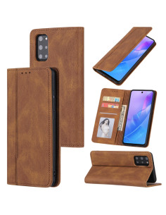 Cover Galaxy A51 4G Pelle Portafoglio con Supporto Marrone