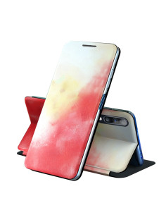 Cover Galaxy A50 PU Leather Acquerello Berry Rosso