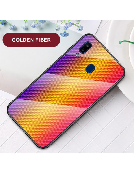 Cover Galaxy A20e Fibra Carbonio Nero Oro fiber | Melacompro
