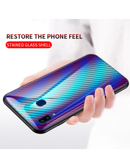 Cover Galaxy A20e Fibra Carbonio Nero Blu fiber | Melacompro