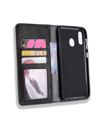 Cover Galaxy A20e Pelle Crazy Horse Nero | Melacompro