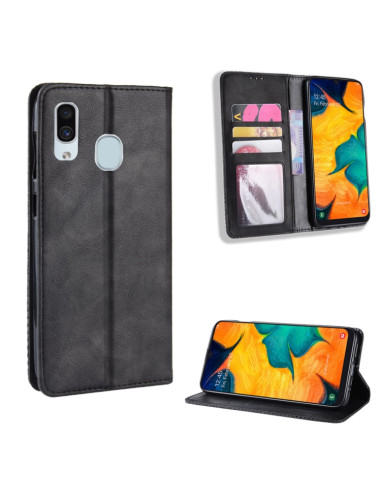 Cover Galaxy A20e Pelle Crazy Horse Nero | Melacompro