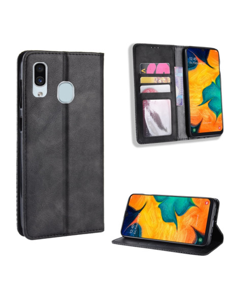 Cover Galaxy A20e Pelle Crazy Horse Nero | Melacompro