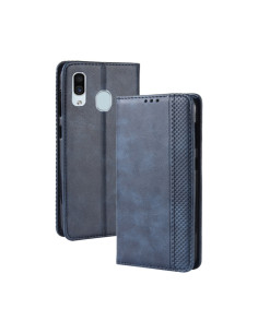 Cover Galaxy A20e Pelle Crazy Horse con Portafoglio Blu