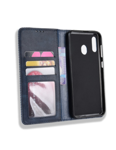 Cover Galaxy A20e Pelle Crazy Horse Blu | Melacompro