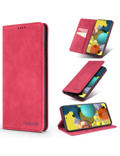 Cover Galaxy A71 PU Leather Flip con Portacarte Rosa Rosso
