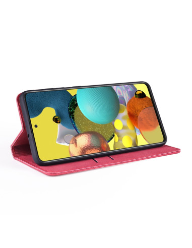 Cover Galaxy A71 PU Leather Rosa Flip Rosso | Melacompro