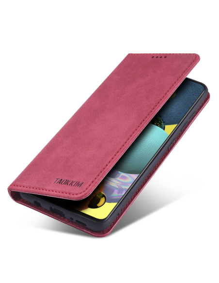 Cover Galaxy A71 PU Leather Rosa Flip Rosso | Melacompro